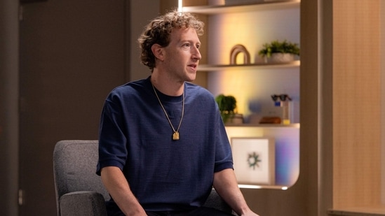 Mark Zuckerberg, chief executive officer of Meta Platforms Inc., during an interview at Meta headquarters in Menlo Park, California, US.(Bloomberg)