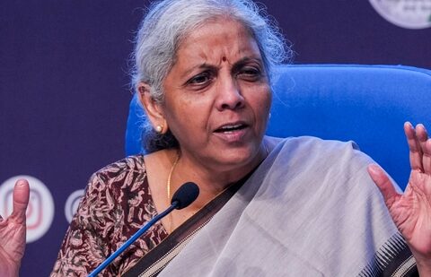 Union Finance Minister Nirmala Sitharaman addresses a post-Budget press conference, in New Delhi.(PTI)