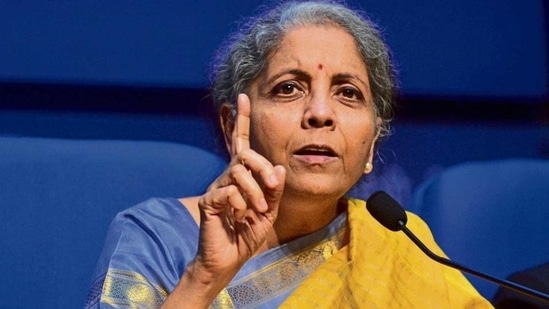 Economic Survey 2024 Live: Union finance minister Nirmala Sitharaman is seen.