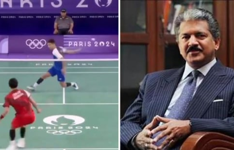 Anand Mahindra’s post on Lakshya Sen's backhand at the 2024 Paris Olympics has amused people. (HT File Photo, Screengrab)