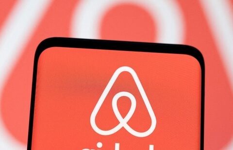 Airbnb logo is seen displayed in this illustration.(Reuters)