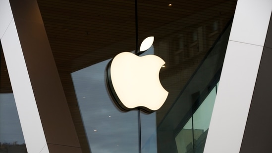 An Apple logo adorns the facade of the downtown Brooklyn Apple store in New York. (AP)