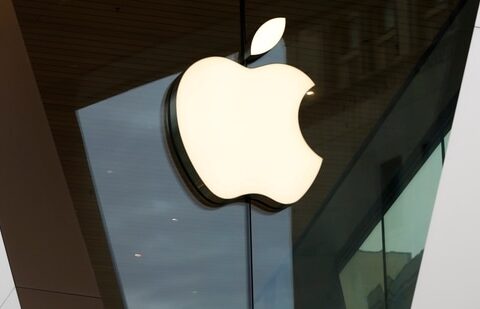 An Apple logo adorns the facade of the downtown Brooklyn Apple store in New York.(AP)