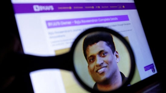 BYJU'S owner Byju Raveendran photo is seen on his company web page in this illustration. (Reuters)