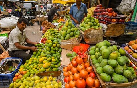 Fruits being sold at a wholesale market in Guwahati.