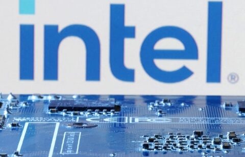 Intel layoffs: Intel logo is seen near computer motherboard.(Reuters)