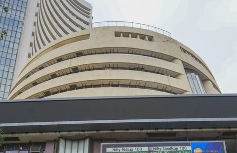 Stock market crash on August 5: Stock prices displayed on a digital screen at the facade of the Bombay Stock Exchange building, in Mumbai.