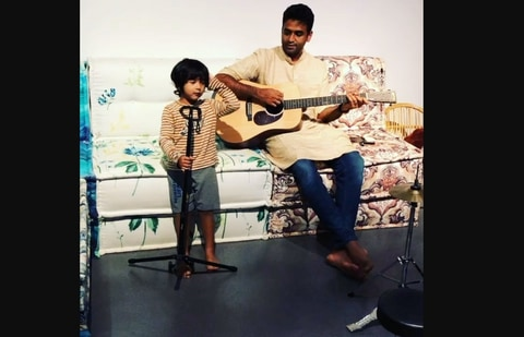 Independence Day 2024: The image shows Zerodha CEO Nithin Kamath jamming with his son. (Instagram/@nithinkamath)