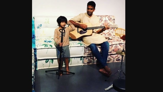 Independence Day 2024: The image shows Zerodha CEO Nithin Kamath jamming with his son. (Instagram/@nithinkamath)