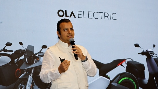 Bhavish Aggarwal, CEO of Ola Cabs, and founder of Ola Electric, speaks during a press conference ahead of the company's IPO launch in Mumbai.(Reuters)