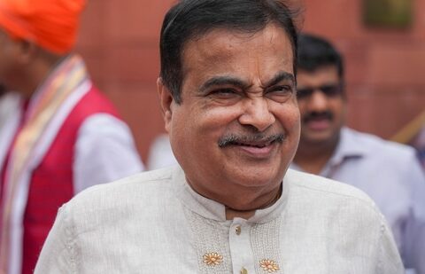 Union Minister Nitin Gadkari at Parliament House complex at Parliament House complex during the Monsoon session, in New Delhi.(PTI)