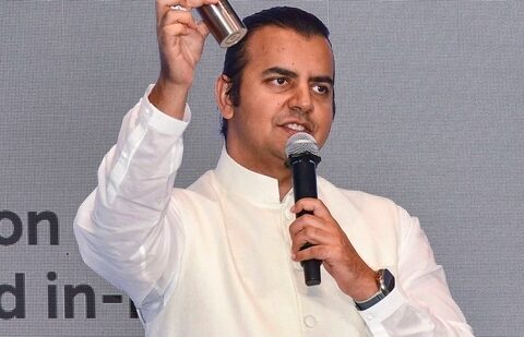 Ola Electric IPO: Ola Electric CMD Bhavish Aggarwal addresses the media during the announcement of the company's forthcoming initial public offering (IPO), in Mumbai.(PTI)