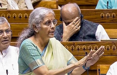 Latest news on August 8, 2024: Union Finance minister Nirmala Sitharaman speaks in the Lok Sabha during the Monsoon session of Parliament, in New Delhi.