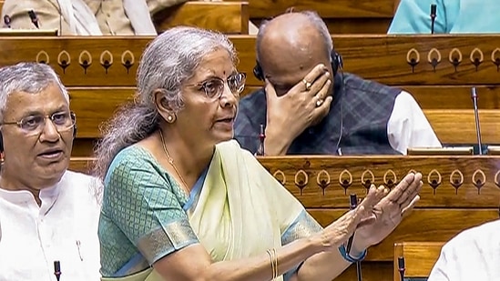 Latest news on August 8, 2024: Union Finance minister Nirmala Sitharaman speaks in the Lok Sabha during the Monsoon session of Parliament, in New Delhi.