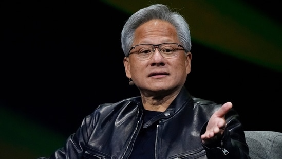 Jensen Huang, chief executive officer of Nvidia, speaks at SIGGRAPH 2024, the premier conference on computer graphics and interactive techniques, in the Colorado Convention Center in Denver.(AP)