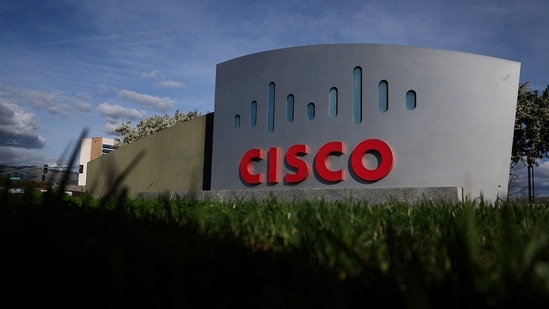 The Cisco logo is displayed in front of Cisco headquarters on February 09, 2024 in San Jose, California (Getty Images via AFP)