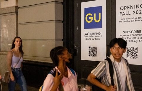 A hiring sign in the Soho neighborhood of New York, US.(Bloomberg)