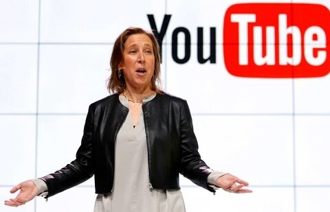 Susan Wojcicki speaks during the introduction of YouTube TV at YouTube Space LA in 2017, in Los Angeles. (AP)