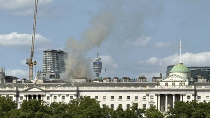 Around 100 firefighters tackle blaze at London's Somerset House; watch video