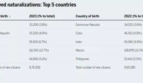 Approved naturalizations: Top 5 countries