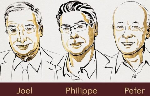 Joel Mokyr, Philippe Aghion and Peter Howitt, winners of the Nobel Prize in Economics 2025. (Nobel)