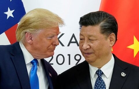 US President Donald Trump meets with China's President Xi Jinping at the start of their bilateral meeting at the G20 leaders summit in Osaka, Japan, June 29, 2019 (REUTERS)