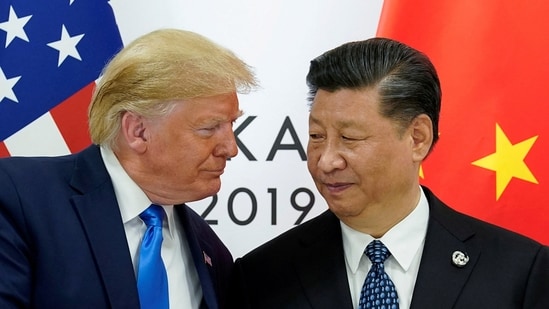 US President Donald Trump meets with China's President Xi Jinping at the start of their bilateral meeting at the G20 leaders summit in Osaka, Japan, June 29, 2019 (REUTERS)