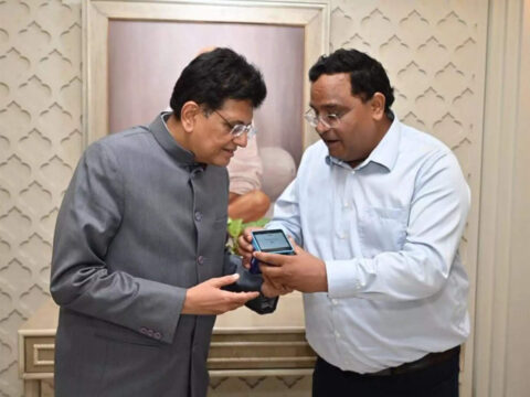 Vijay Shekhar Sharma showcases Made-in-India Paytm AI soundbox to Piyush Goyal Vijay Shekhar Sharma showcases Made-in-India Paytm AI soundbox to Piyush Goyal