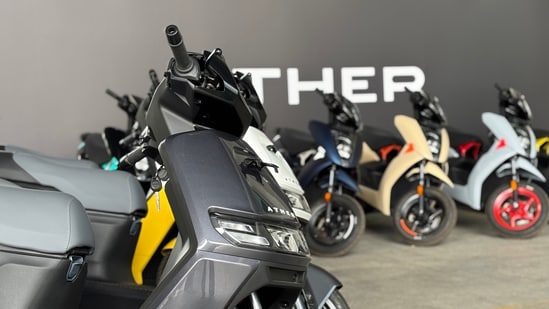 Ather Energy's sales rose 67% year-on-year to 65,595 units for a market share that improved 530 basis points to 17.4% in Q2 FY26. (Tushar Deep Singh/HT)