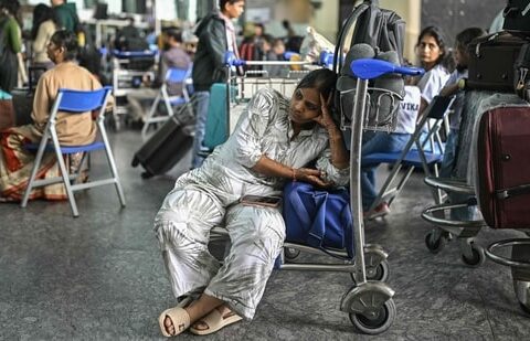 View | First Air India, now IndiGo — India’s aviation crisis is all about ‘too big to tame’ A passenger waits outside the IndiGo Airlines kiosk at the Kempegowda International Airport in Bengaluru amid cancellations by India's largest airline. (AFP)