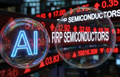 A mix of online hype, a tiny free float and India’s swelling base of retail investors locked the RRP Semiconductor stock at the upper circuit for 149 consecutive trading sessions. (AI Image)