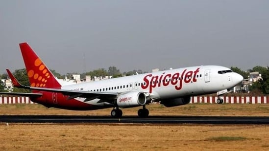 A SpiceJet passenger Boeing 737-800 aircraft at Sardar Vallabhbhai Patel international airport in Ahmedabad. (HT)