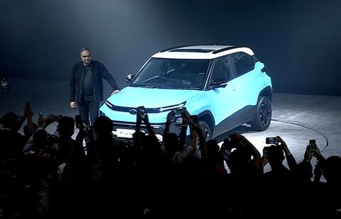 Tata Motors PV MD Shailesh Chandra with the 2026 Tata Punch SUV at a launch event in Mumbai on Tuesday, 13 January 2026.