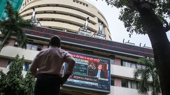 The Bombay Stock Exchange building on Dalal Street in Mumbai. (Bloomberg)