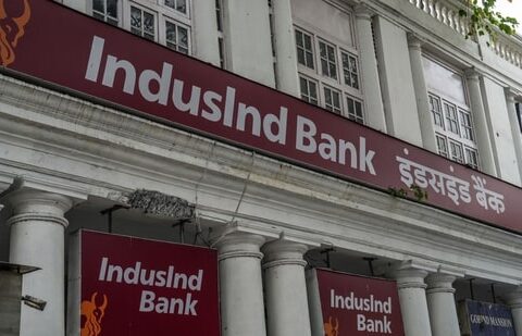 An IndusInd Bank branch in Connaught Place in New Delhi. (Bloomberg)