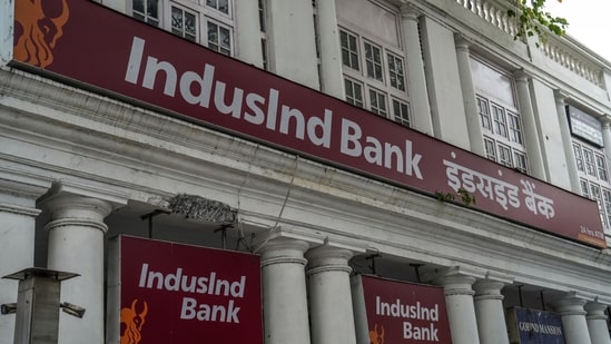 An IndusInd Bank branch in Connaught Place in New Delhi. (Bloomberg)