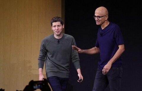 Microsoft CEO Satya Nadella (right) and OpenAI's Sam Altman. (AFP)