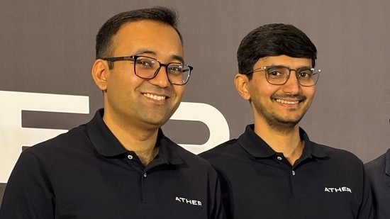 Revenue jumps 50%, net loss narrows in march towards profitability| Business News Ather Energy co-founders Tarun Mehta (left) and Swapnil Jain. (Tushar Deep Singh/HT)