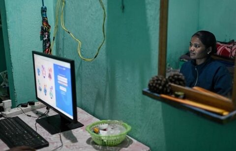 An AI data labeller working on her computer in Ranchi. India, which will host an international AI summit this month, has ambitious plans in the tech sector. (Photo: Representative/AFP )