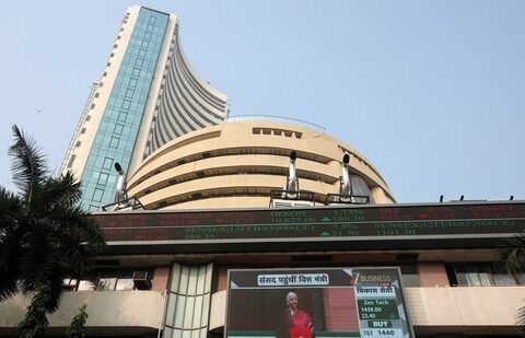Nirmala Sitharaman is displayed on a screen outside the Bombay Stock Exchange (BSE) ahead of her budget speech (REUTERS)
