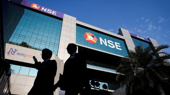 Sensex fall 961 points, Nifty 50 down 1.25%, as AI woes trump earnings| Business News The National Stock Exchange building in Bandra Kurla Complex, Mumbai. (Livemint)