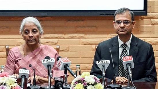 Finance Minister Nirmala Sitharaman and RBI Governor Sanjay Malhotra during a press conference at the RBI building in New Delhi on Monday, 23 February 2026. (ANI)