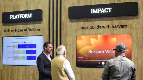Sarvam rivals ChatGPT, Claude with AI models customised for India| Business News Sarvam AI co-founder Pratyush Kumar and Prime Minister Narendra Modi at the company's pavilion at the India AI Summit in New Delhi on Monday, 16 February 2026. (PMO)