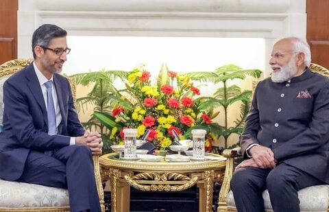 Sundar Pichai calls on PM Modi amid India AI Summit underway in Delhi| Business News New Delhi, Feb 18 (ANI): Google CEO Sundar Pichai meets Prime Minister Narendra Modi, in New Delhi on Wednesday. (DPR PMO/ANI Photo) (DPR PMO)