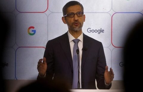 Google and Alphabet CEO Sundar Pichai speaks at a press conference in New Delhi on Wednesday, 18 February 2026. (Reuters)