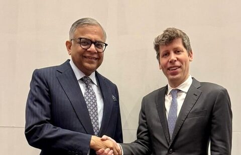 TCS, OpenAI form AI tie-up that spans Agentic AI to data centres in India| Business News Tata Sons Chairman Natarajan Chandrasekaran and OpenAI CEO Sam Altman. (Handout)
