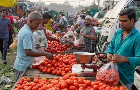 A vegetable market in New Delhi. (PTI)
