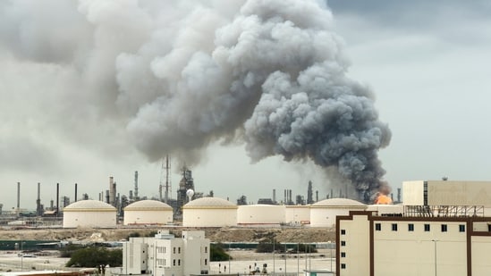 Smoke rises following a strike on the Bapco Oil Refinery, amid the U.S.-Israeli conflict with Iran, on Sitra Island Bahrain, March 9, 2026. REUTERS/Stringer (REUTERS)