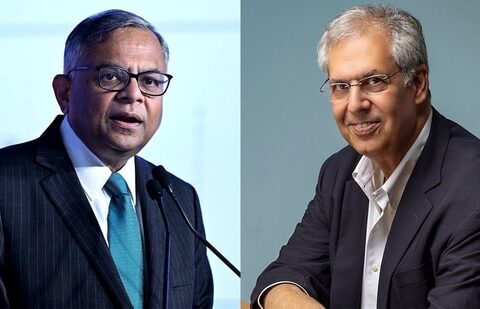 Tata Sons Chairman Natarajan Chandrasekaran (left) and Tata Trusts Chairman Noel Tata.