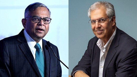 Tata Sons Chairman Natarajan Chandrasekaran (left) and Tata Trusts Chairman Noel Tata.
